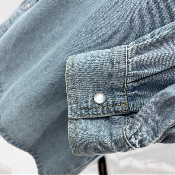 Fantastic Fawn Ruffle Denim Button Up Dress with Belt NWT - Picture 11 of 14